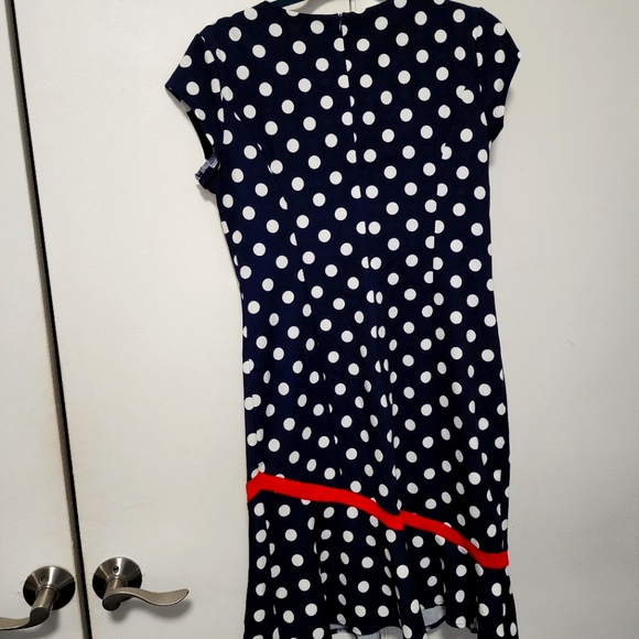 Pretty Midi Navy Blue Dress white Dots - Picture 2 of 5
